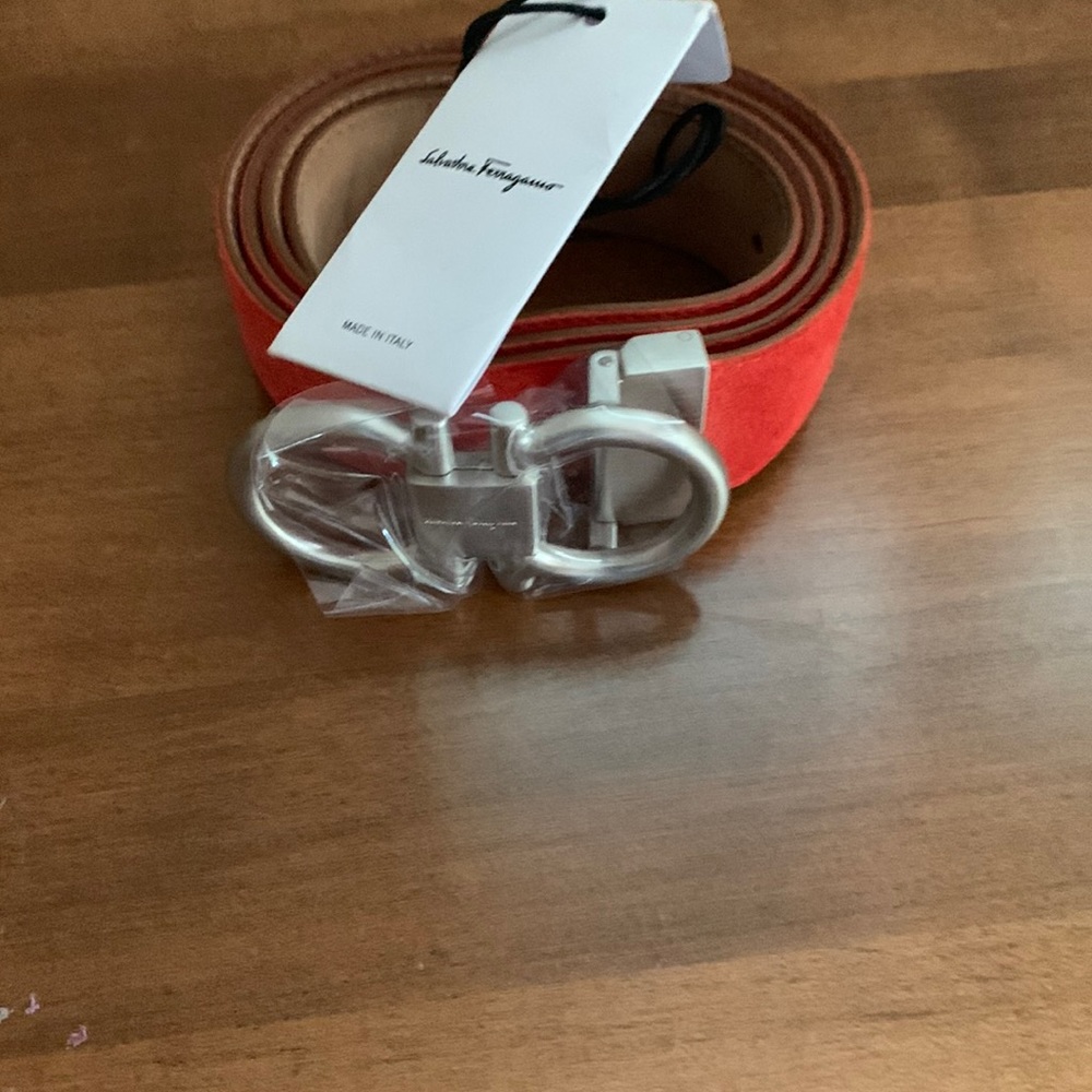 Signature Gancini Suede Leather belt
